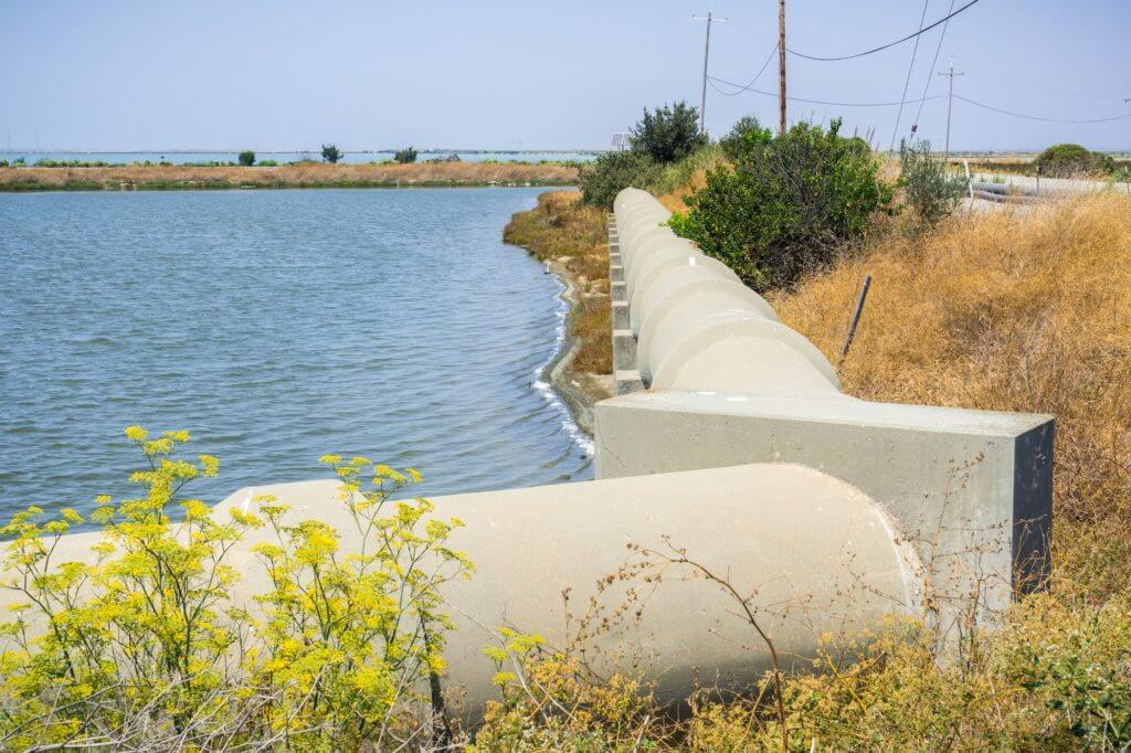 Cement pipe on the San Francisco Bay Area shoreline